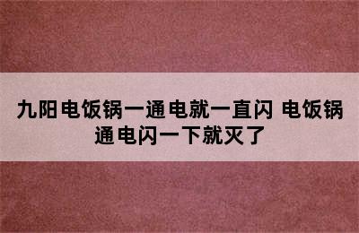 九阳电饭锅一通电就一直闪 电饭锅通电闪一下就灭了